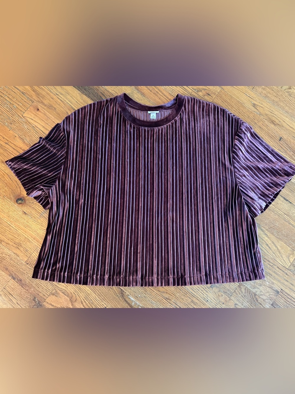 a new day Ribbed Velvet Cropped Tee - purple